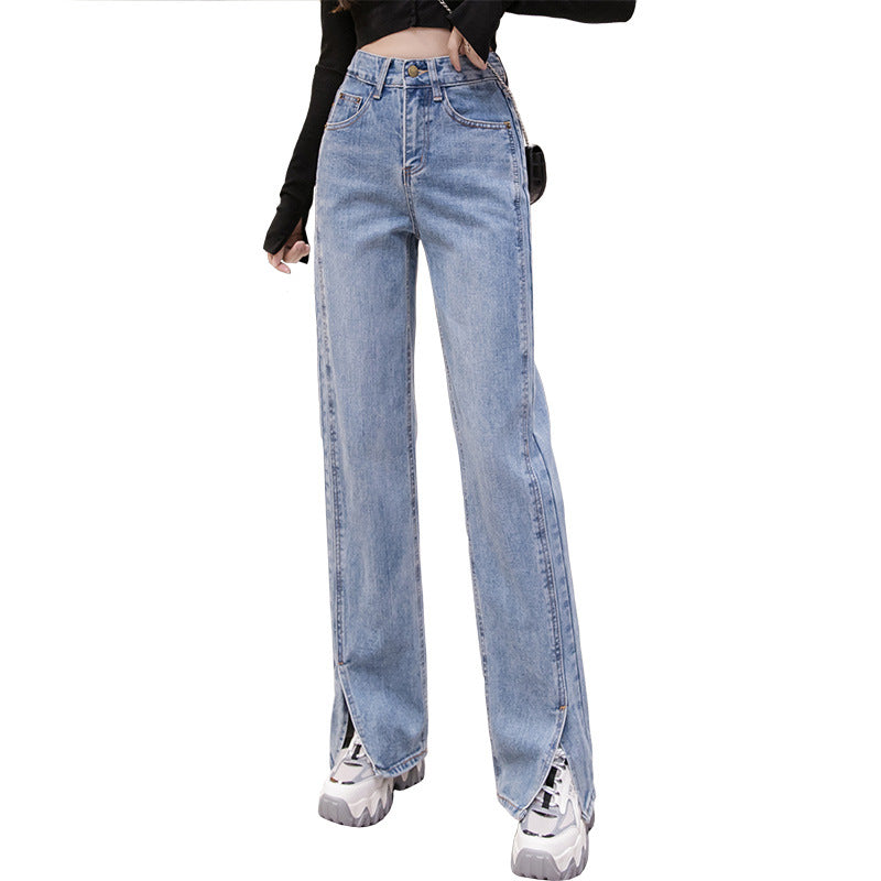 Dakota Jean Droit Fendu Taille Haute