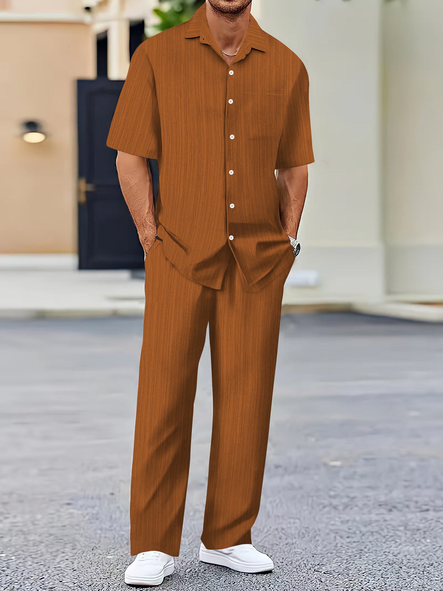 Ensemble Pantalon Chemise Homme Uni