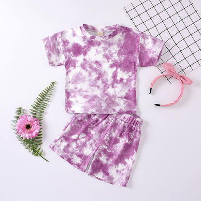 Children's Tie-dye Short-sleeved Shorts Suit