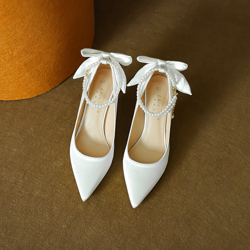 Escarpins Satin Perles Bride