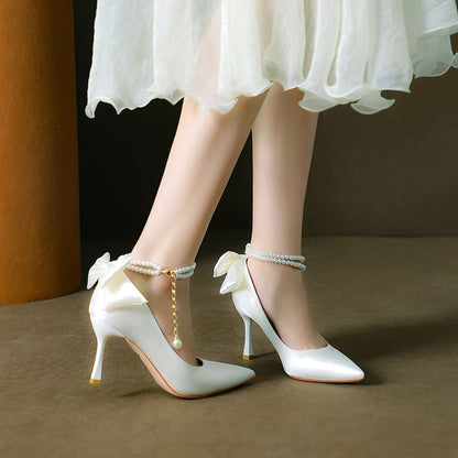 Escarpins Satin Perles Bride