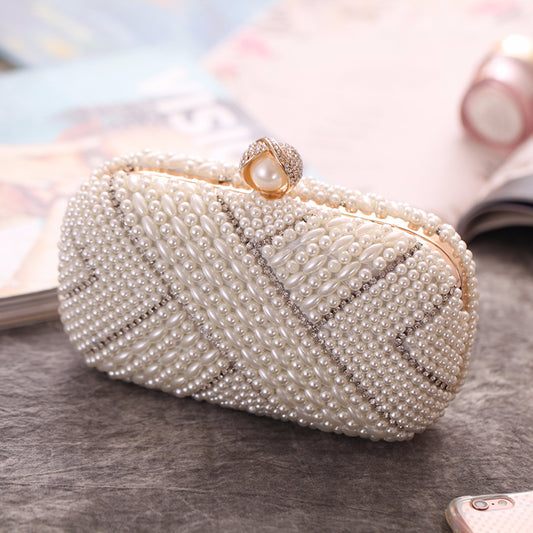 Pochette Carrée Perles Soirée Femme