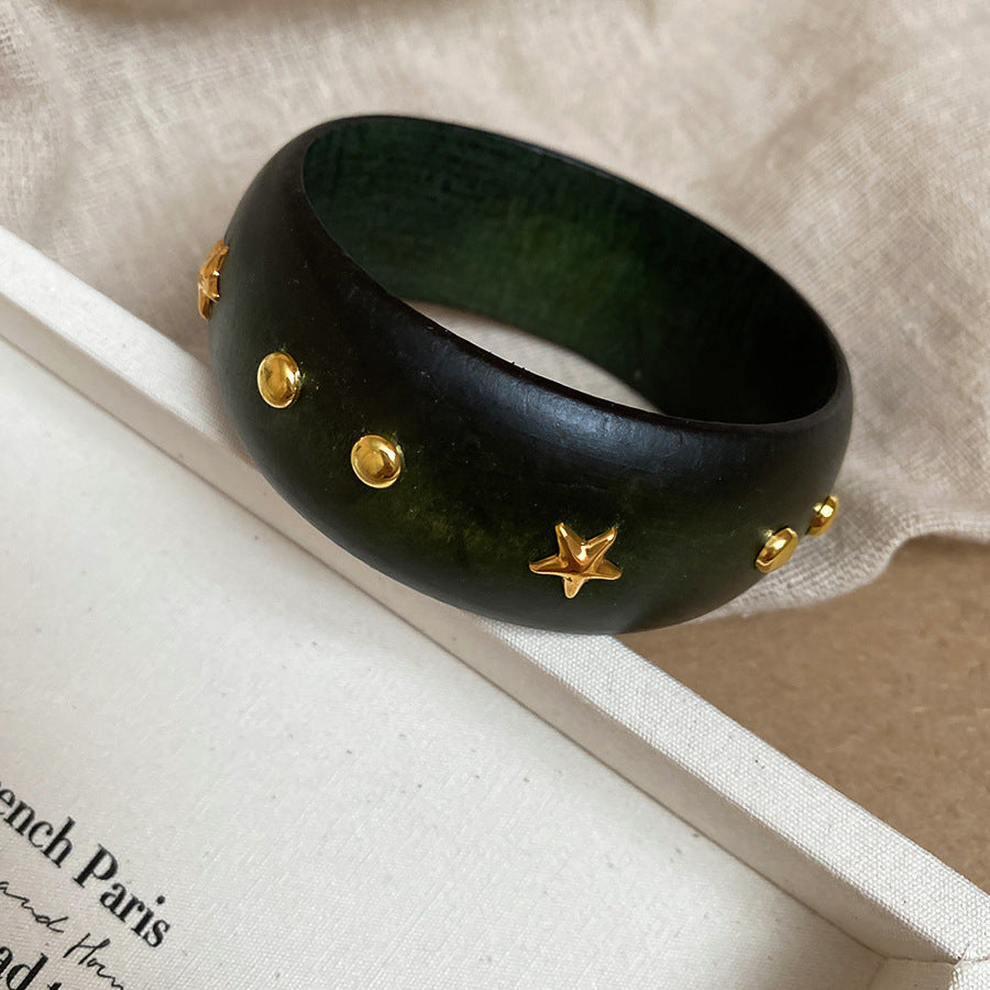 Amber Bracelet Résine Large Bord Irrégulier Tan