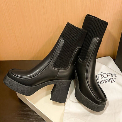 👢Amah – Bottines à Semelle Compensée Femme