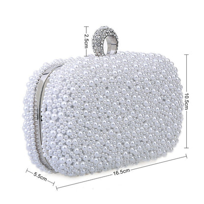 Sac De Soirée Perles Strass Beige Femme