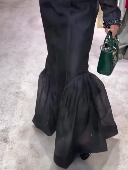 Jupe Sirène Organza Structurée Noire