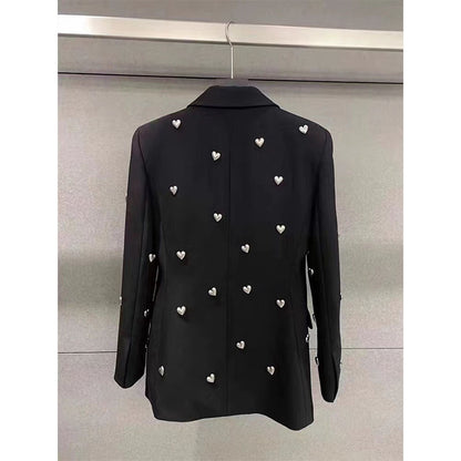 Elegant Three-dimensional Love Beaded, Black Suit