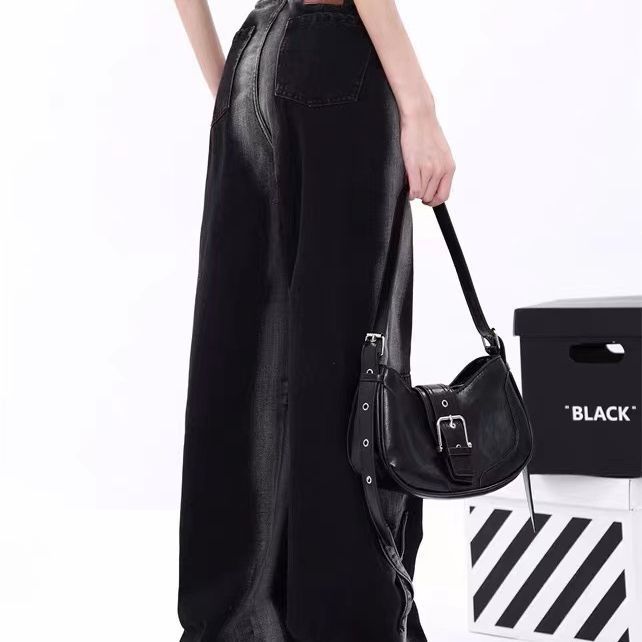 Nafissa – Jean Droit Taille Haute à Revers Dégradés