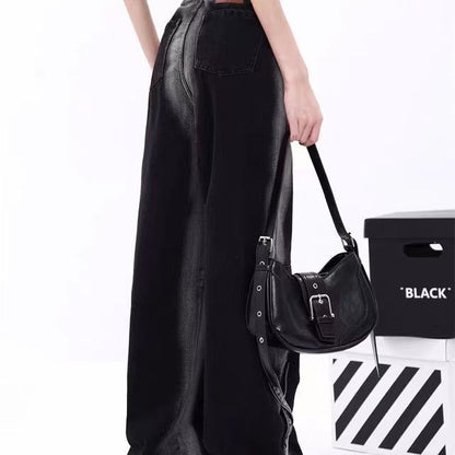 Nafissa – Jean Droit Taille Haute à Revers Dégradés