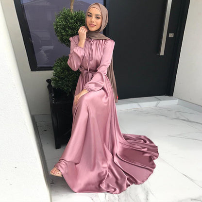 Robe Longue Femme Modeste – Style Moyen-Orient, Coupe Évasée Élégante