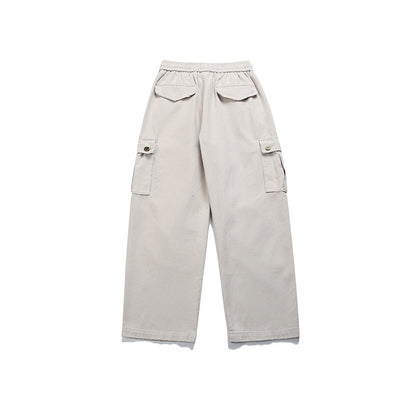 Solid Color Three-dimensional Pocket Decoration Straight-leg Trousers Men