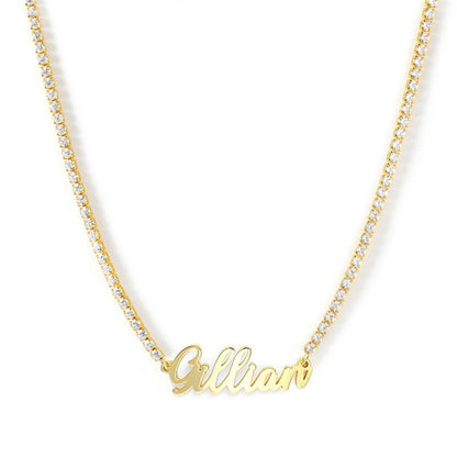 Diamond Studded Cuban Chain Name Necklace Personality