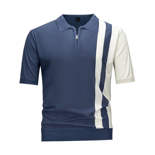 Polo Maille Demi-Zip Bicolore Homme