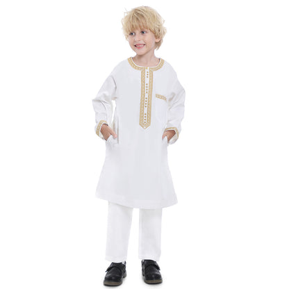 Middle East Teen Boy Embroidered Robe Suit