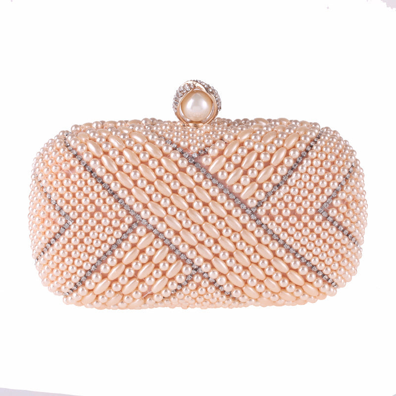 Pochette Carrée Perles Soirée Femme