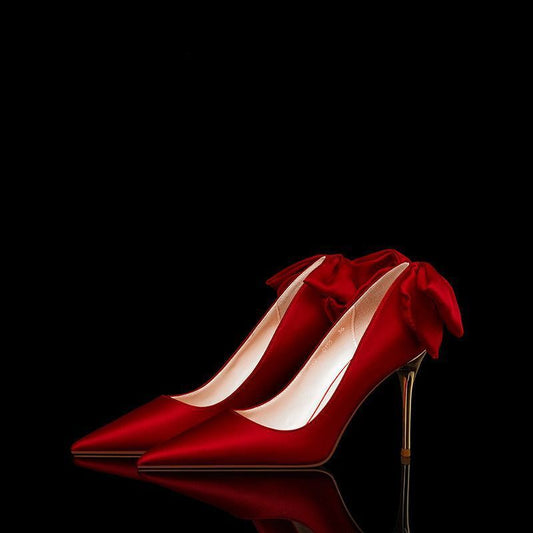 👠 Escarpins Élégance Suprême – Talon Aiguille avec Nœud Féminin