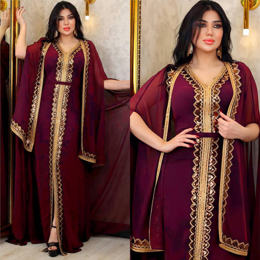 ✨ SAHRAA – Robe Kaftan Luxe à Sequins 🕌