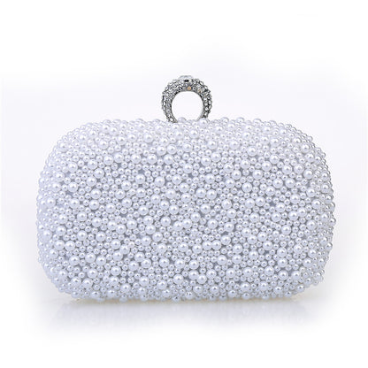 Sac De Soirée Perles Strass Beige Femme