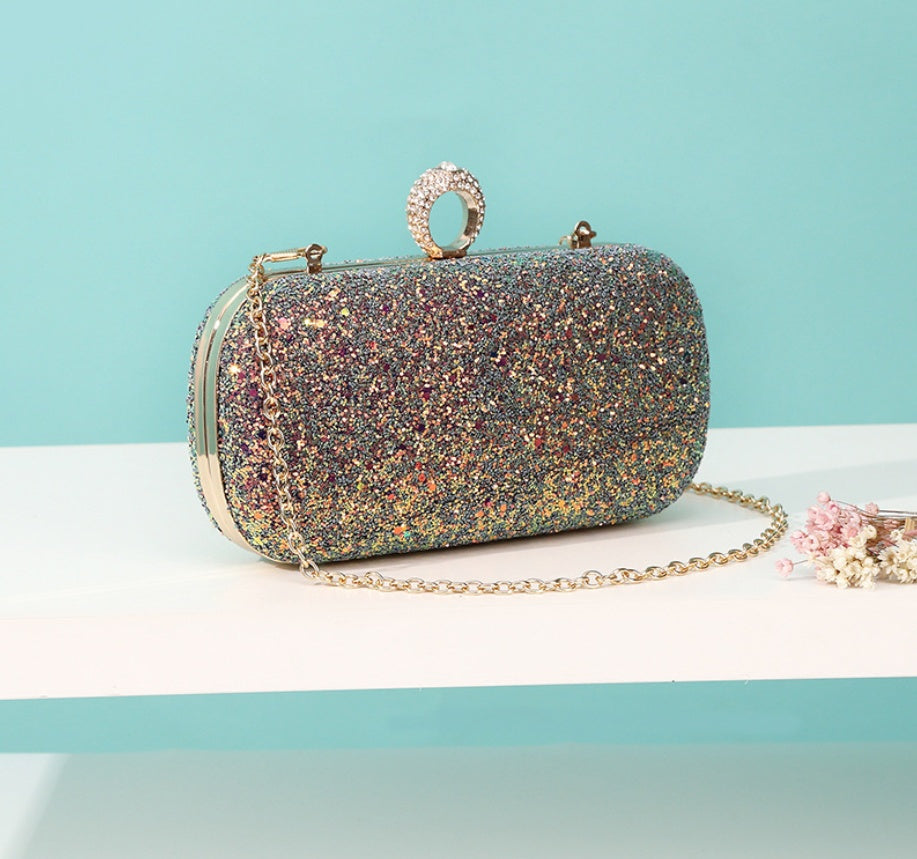 Mini Sac Ovale Paillettes Chaîne Femme