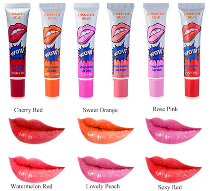 💋 ROMANTIC BEAR – Rouge à Lèvres Peel-Off 6 Couleurs Longue Tenue