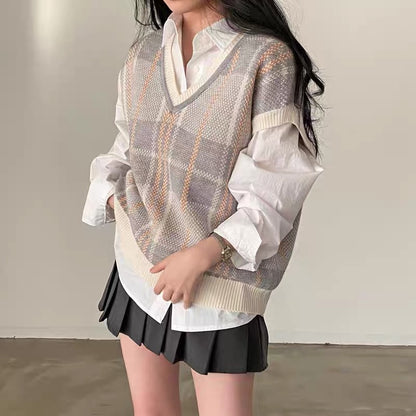 💖 Jini💖 Pull Sans Manche Superposé