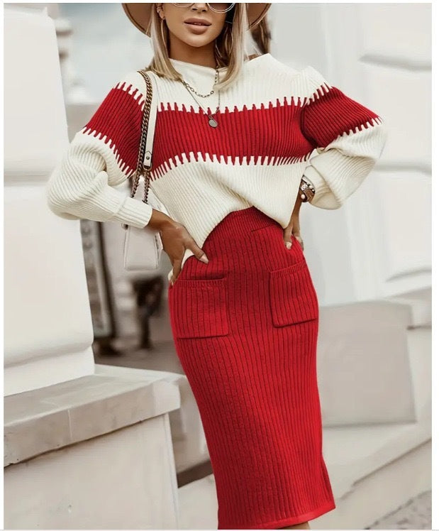 🟤 Tènèfa – Ensemble Pull Tricoté Femme Printemps/Automne
