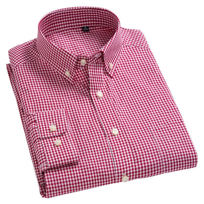 Men's New Autumn Cotton Small Plaid Breathable Casual Long-sleeved Autumn Shirt