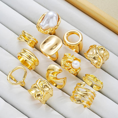 Irregular Light-luxury Gold-plated Knuckle Ring