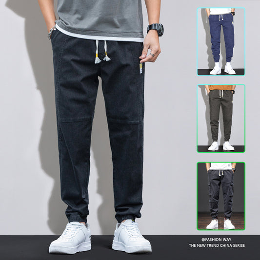 Jean Homme Grande Taille – Style Décontracté, Taille Moyenne, Multi-Poches