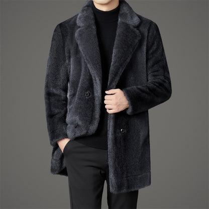 🖤 Younes– Manteau chaud en fourrure de vison réversible