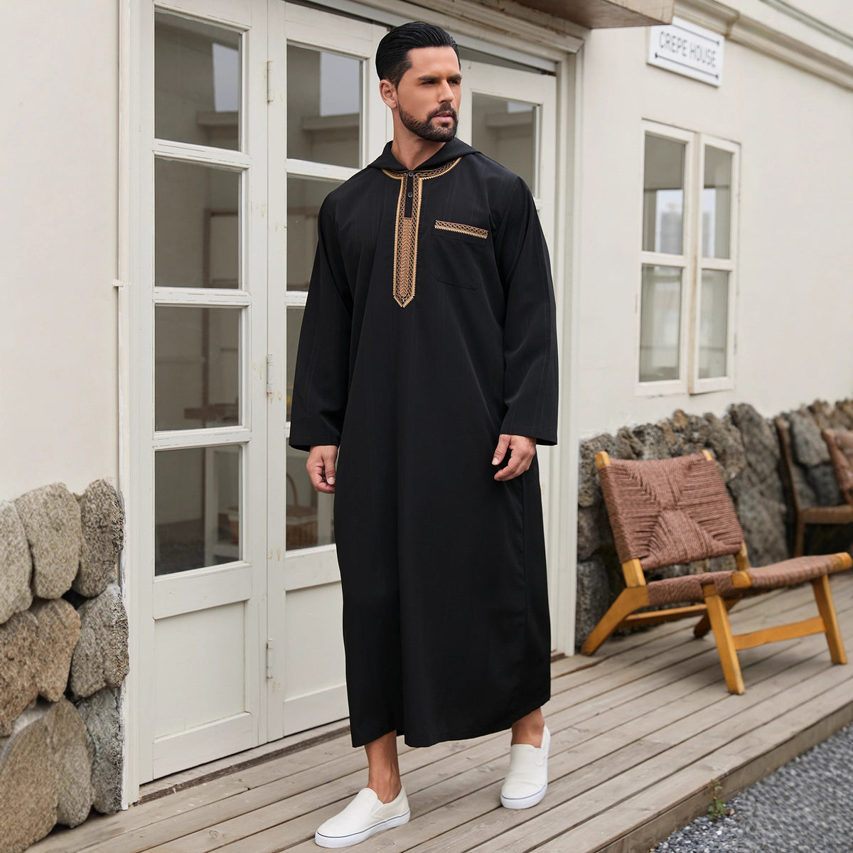 Jellaba Traditionnelle Homme à Capuche Imprimée