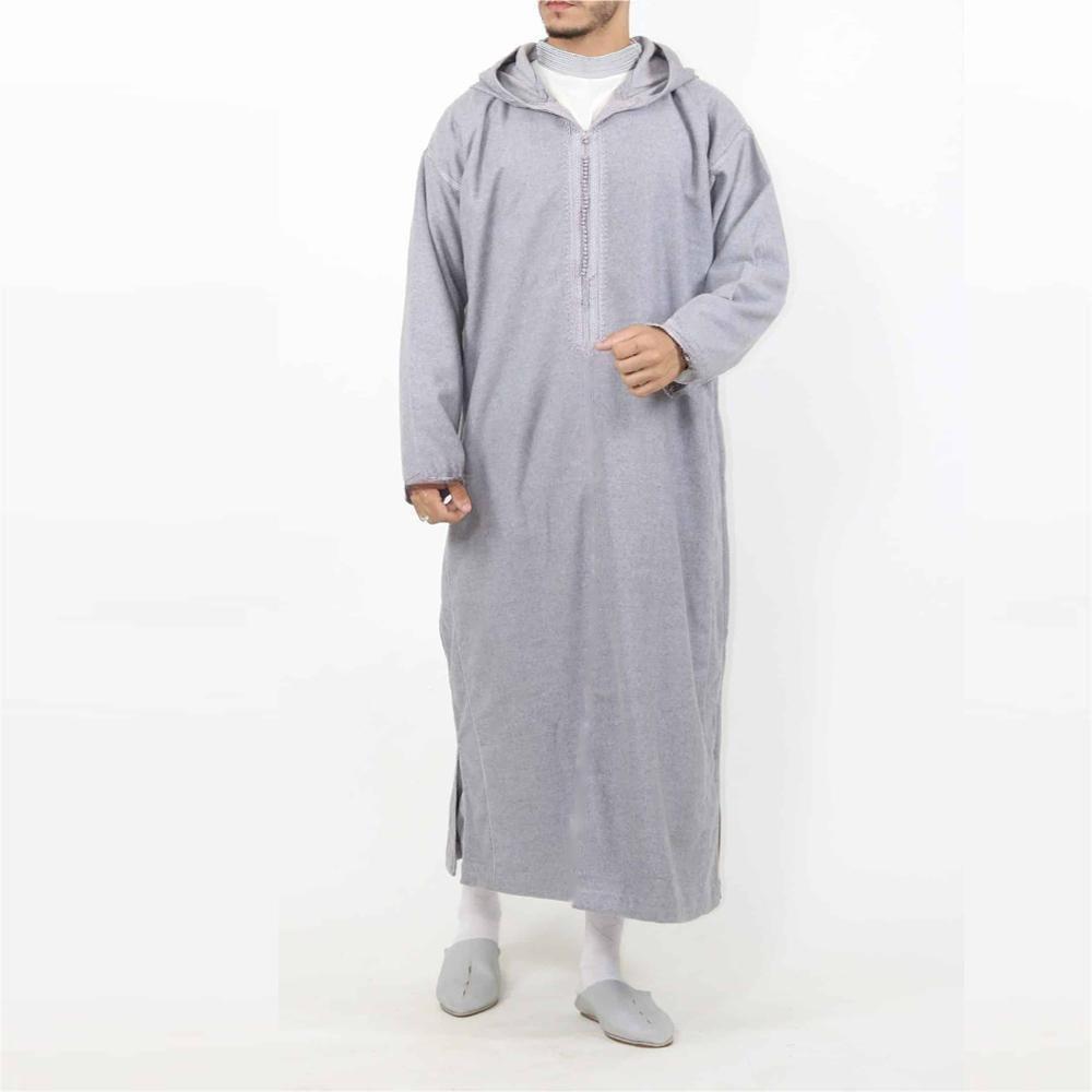 Jellaba Homme Longue à Capuche – Noir & Gris