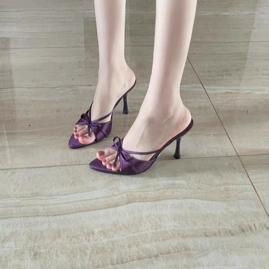 Sandales Satin Nœud Bout Ouvert