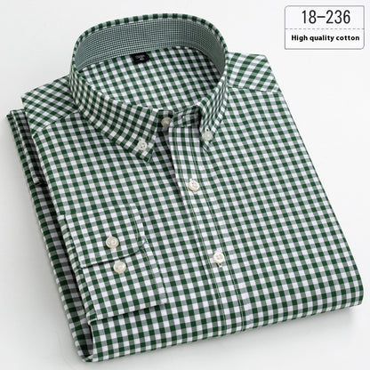 Men's New Autumn Cotton Small Plaid Breathable Casual Long-sleeved Autumn Shirt