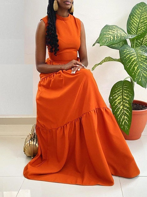 GlowLine ✨ Robe Longue Évasée Sans Manches