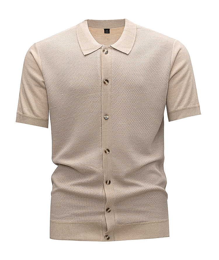 Polo Gaufré Beige Homme