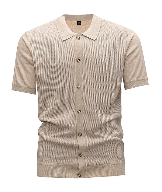 Polo Gaufré Beige Homme