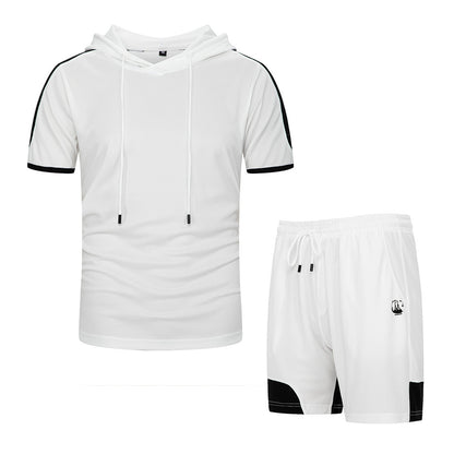 Hooded Color Matching Suit Men's Casual Sports