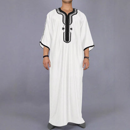 Jellaba Homme Brodée Col V – Coupe Ample