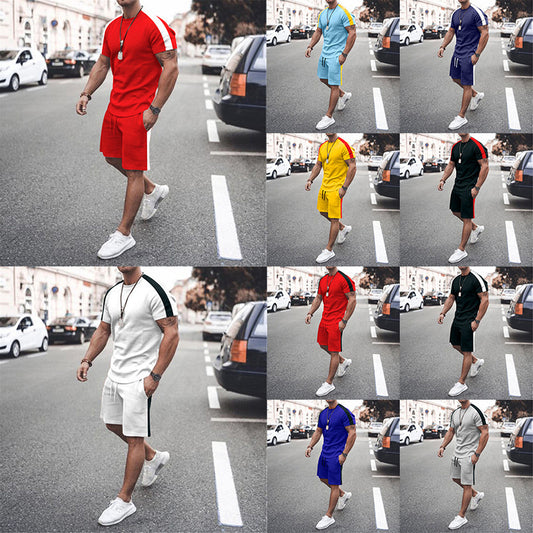 New Men's Short Sleeve Shorts Athletic Suit