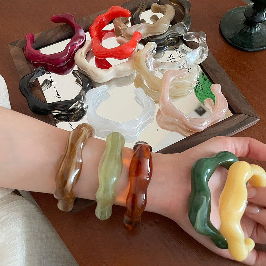 Luna Bracelet Acrylique Marbré Irrégulier Ouvert
