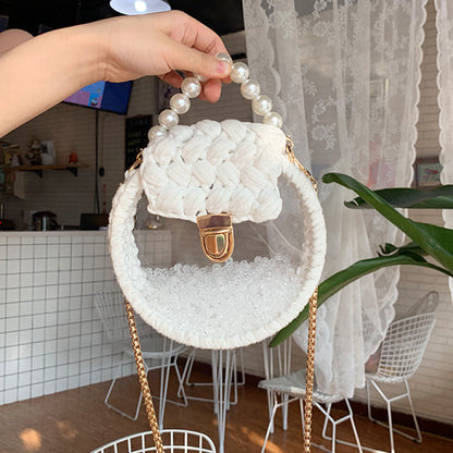 Handheld Pearl Lock Transparent Acrylic Line Diagonal Bag