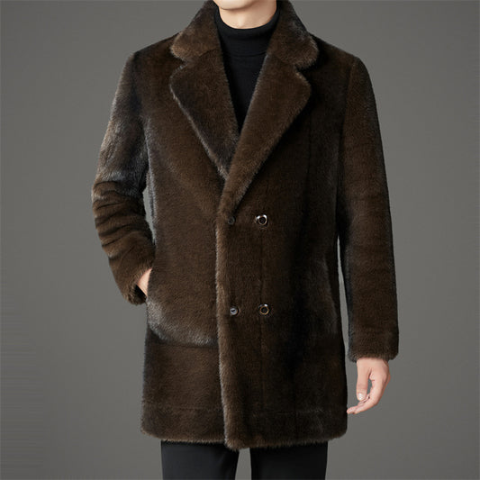 🖤 Younes– Manteau chaud en fourrure de vison réversible