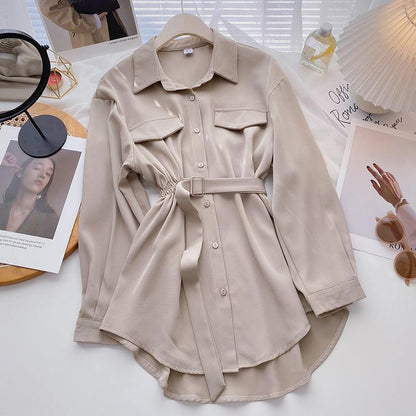 Small Design Lace Up Shirt Dress