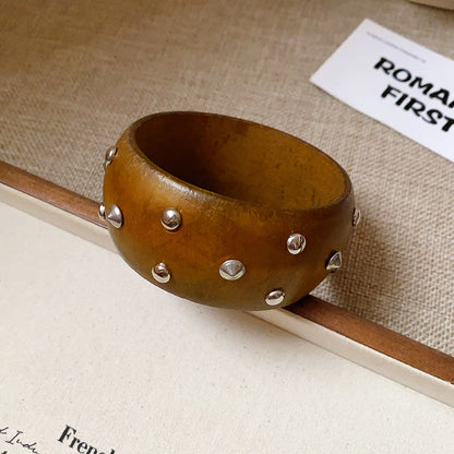 Amber Bracelet Résine Large Bord Irrégulier Tan