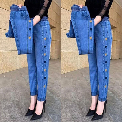 Women's Plus Size Thin High Waist Stretch Jeans