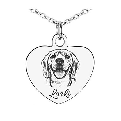 Pet Engraved Photo Picture Necklace Cat Dog Memorial