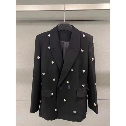 Elegant Three-dimensional Love Beaded, Black Suit