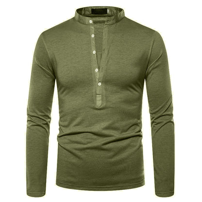👔 Chemise Slim Homme à Col Montant – Élégance Casual Assurée
