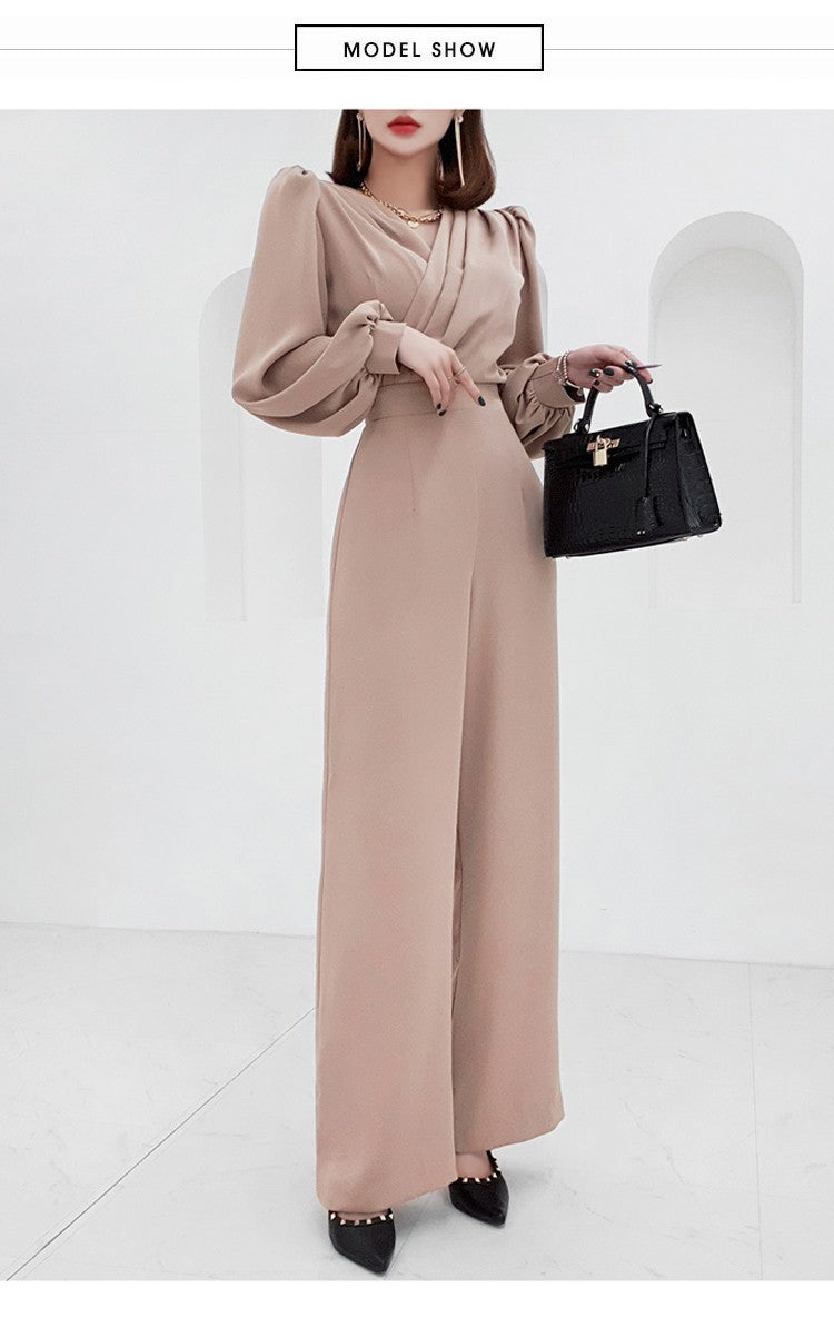 🌟 Almira – Combinaison Femme Col V Cintrée et Taille Haute